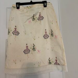 Essentials Cream A-Line Skirt with Fashion Print